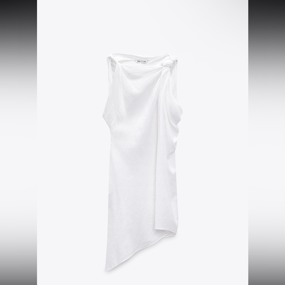 Zara White linen Sleeveless Dress